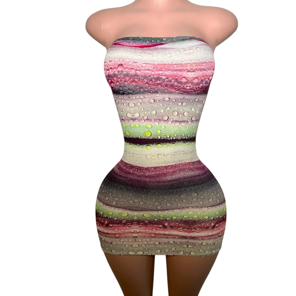 Multicolor Strapless Bodycon Dress